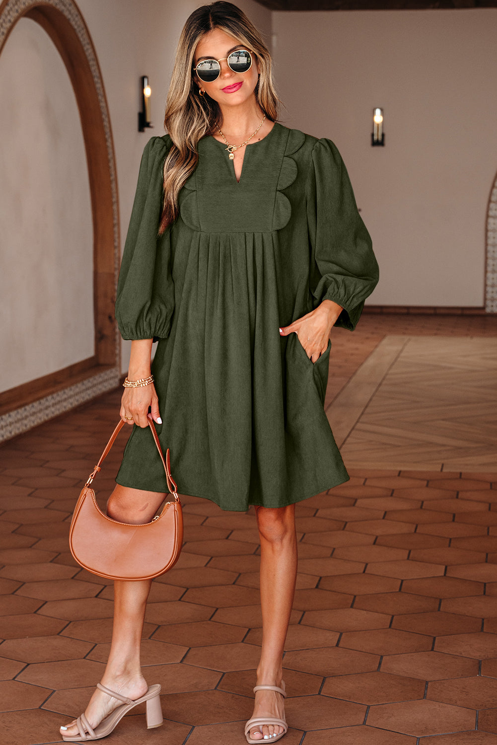 Michelle Pleated Corduroy Mini Dress LuxuryLifeWay Online Store