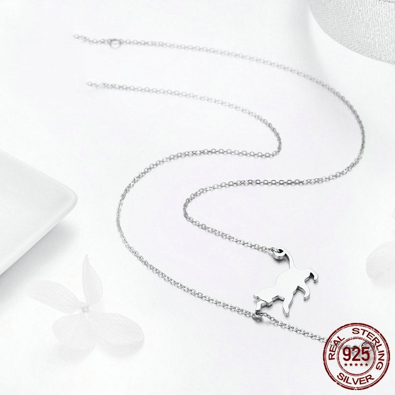 Naughty Kitten 925 Sterling Silver Necklace Personalized Diamond LadyShow.Store