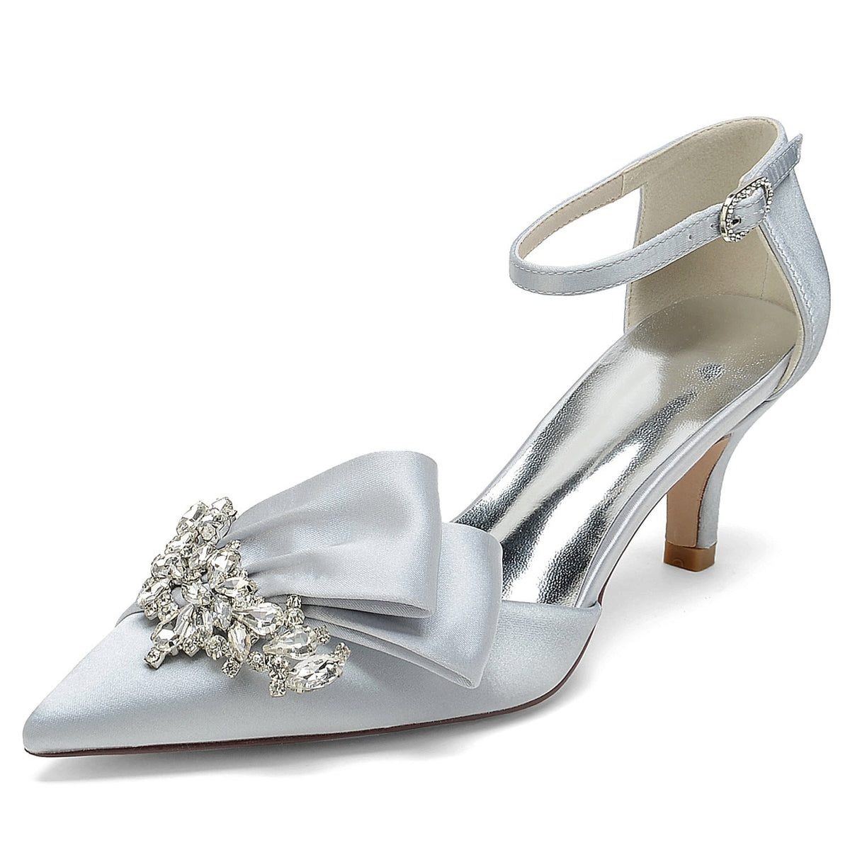 Wedding Bride Mid And Low Heel Pointed Toe Rhinestone High Heels LuxuryLifeWay Online Store