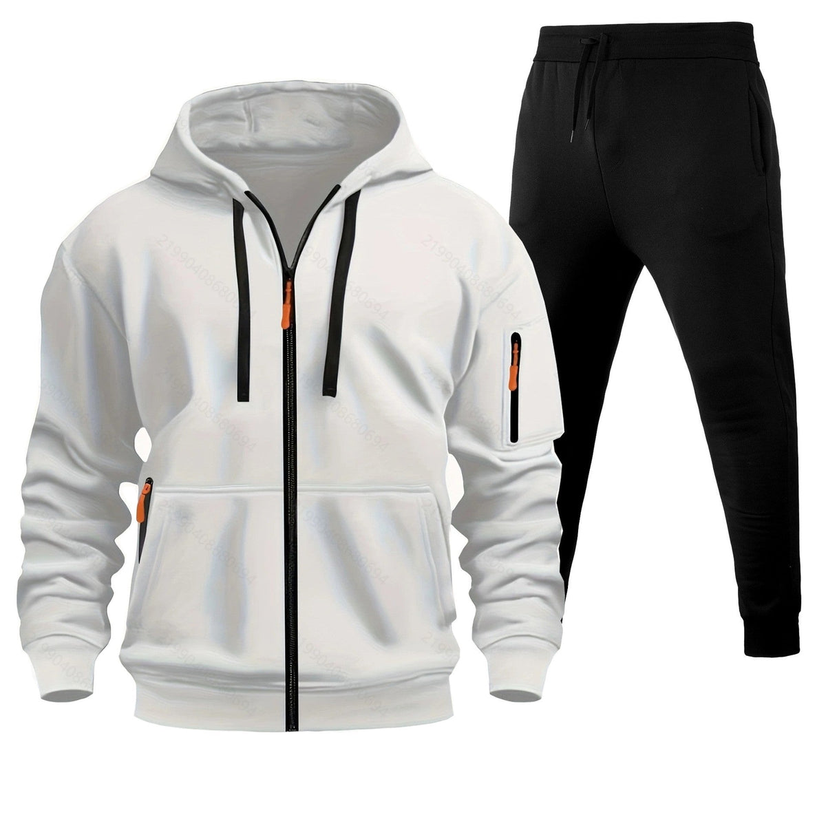 Men's Sports Hoodie Zip-up Multi-pocket Casual Hoodie Set LadyShow.Store