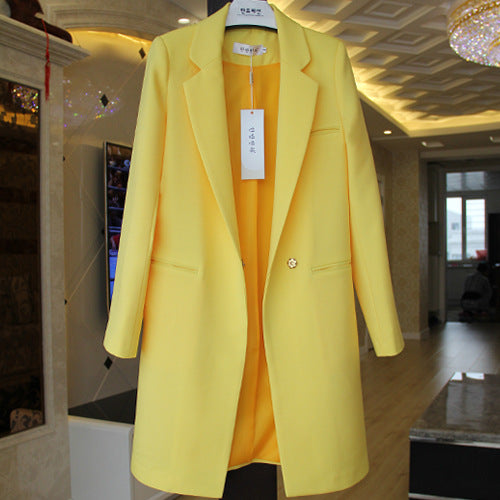 Chic Long Blazer, Slim Fit, Versatile Solid Jacket Pi-Mart