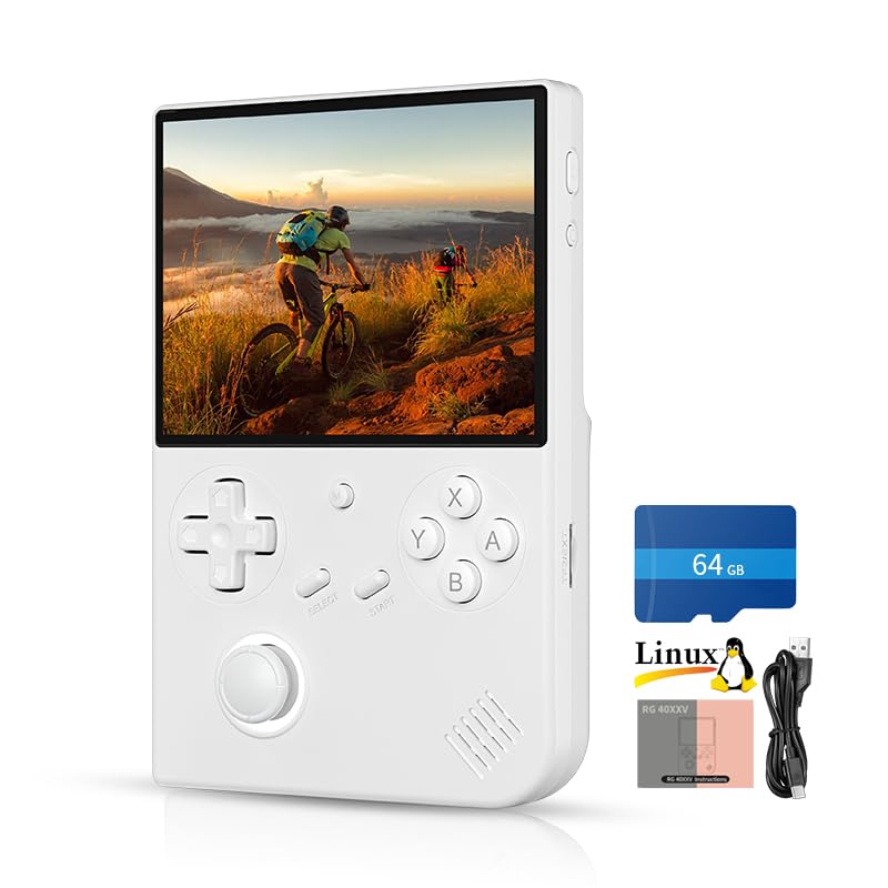 RG40XX V Retro Handheld Game Console 4.0 inch IPS Screen Joystick RGB Lighting Linux 64-bit System 3200mAh Video Gaming Console Supports 5G WiFi Bluetooth RG 40XXV (RG 40XXV White) Pi-Mart