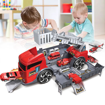 Children's Simulation Diecast Engineering Vehicle Model Set Deformation Storage Parking Lot Educational Toys LuxuryLifeWay Online Store