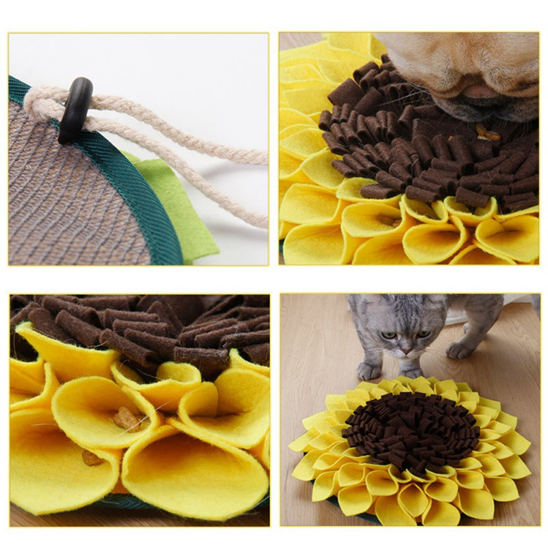 Non Slip Dog Sniffing Snuffle Mat Washable Sunflower Slow Feeding Food Pet Nosework Training Treat Pets Fashion