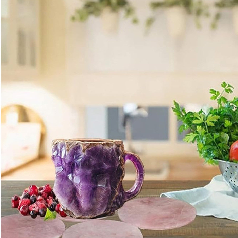 400ml Resin Mineral Crystal Coffee Mugs With Handles Elegant Fake Mineral Crystal Cup For Workplace Home Decor Christmas Gift Kitchen Gadgets PearlNestDecor.com
