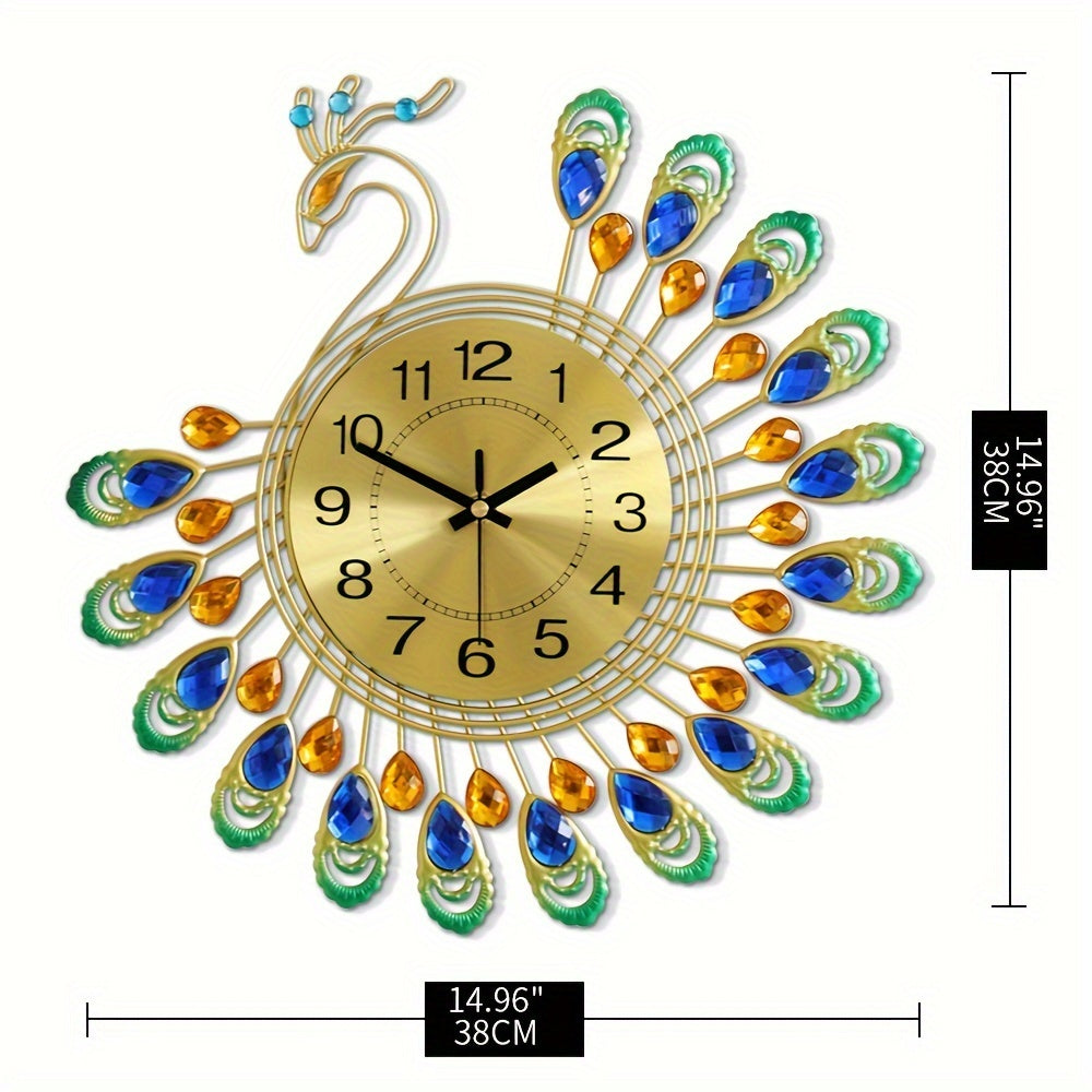 Peacock Shaped Wall Clock Living Room Decor Art Timepiece PearlNestDecor.com