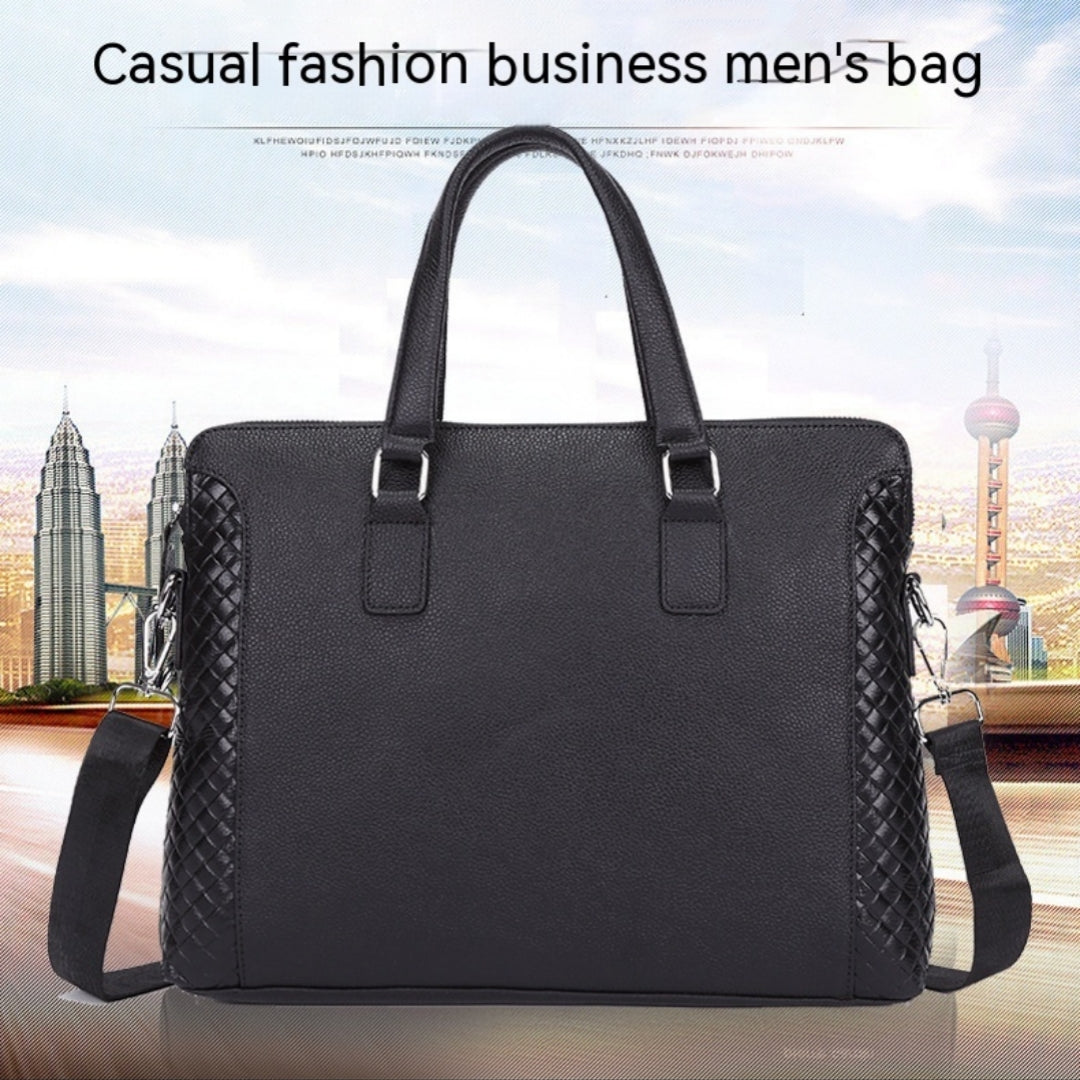 Men's Briefcase Genuine Leather 14-inch Laptop Bag Horizontal Cowhide Business Office Bag CJD