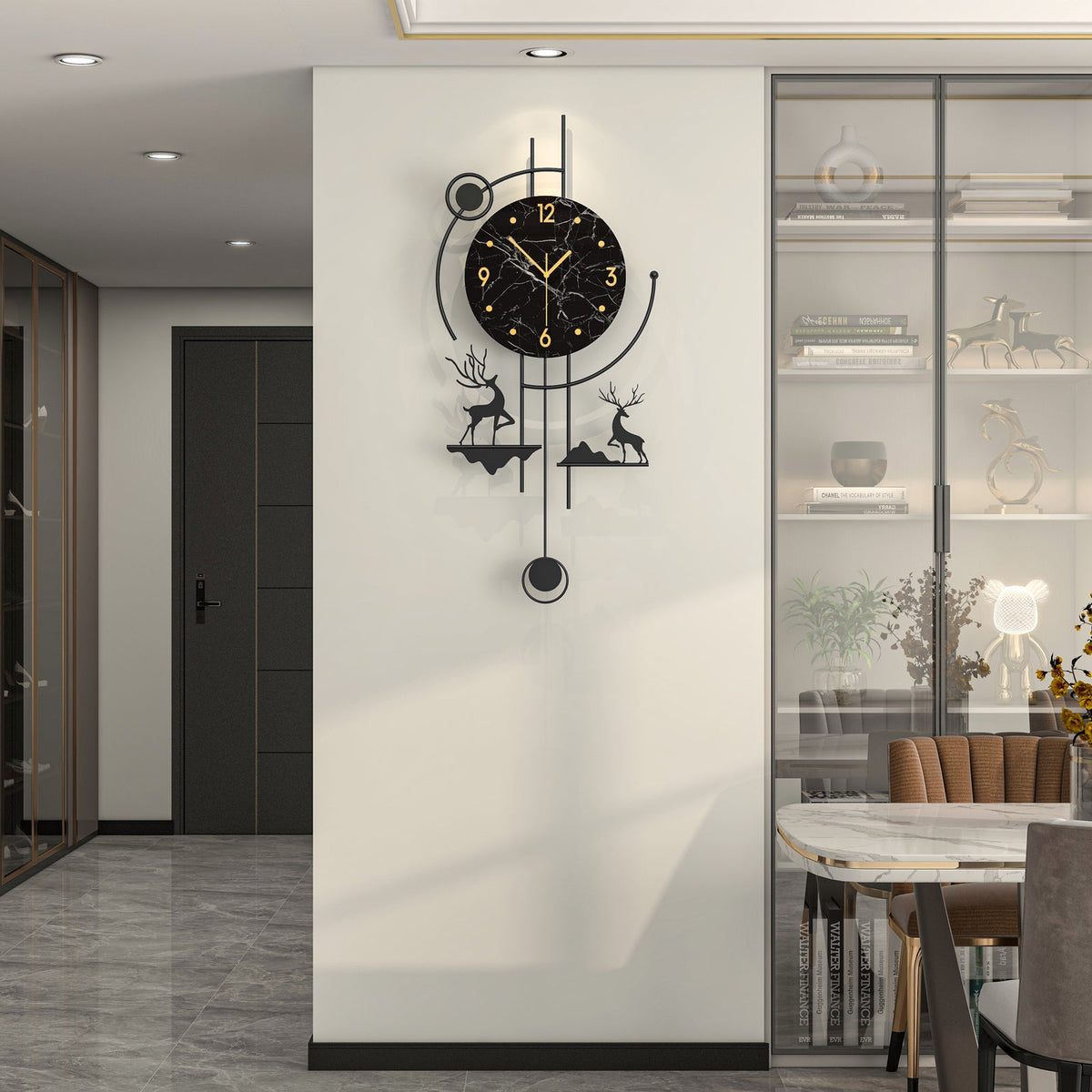 Modern Abstract Wall Clock Metal Decorative Pendulum Home Decor Design PearlNestDecor.com
