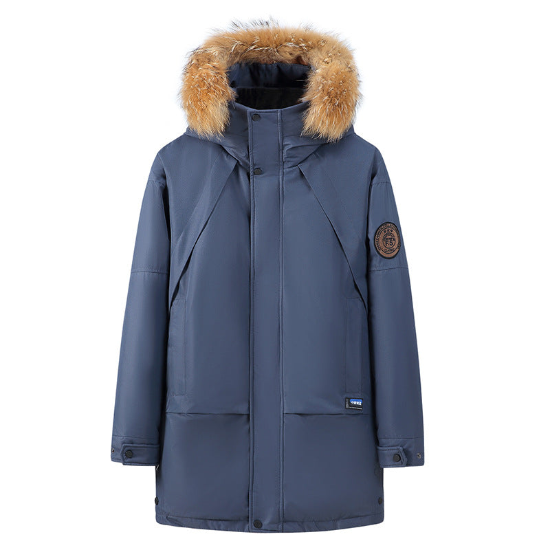 Men's Down Jacket Thickened Mid-length White Duck Down Coat Best YouTube Store