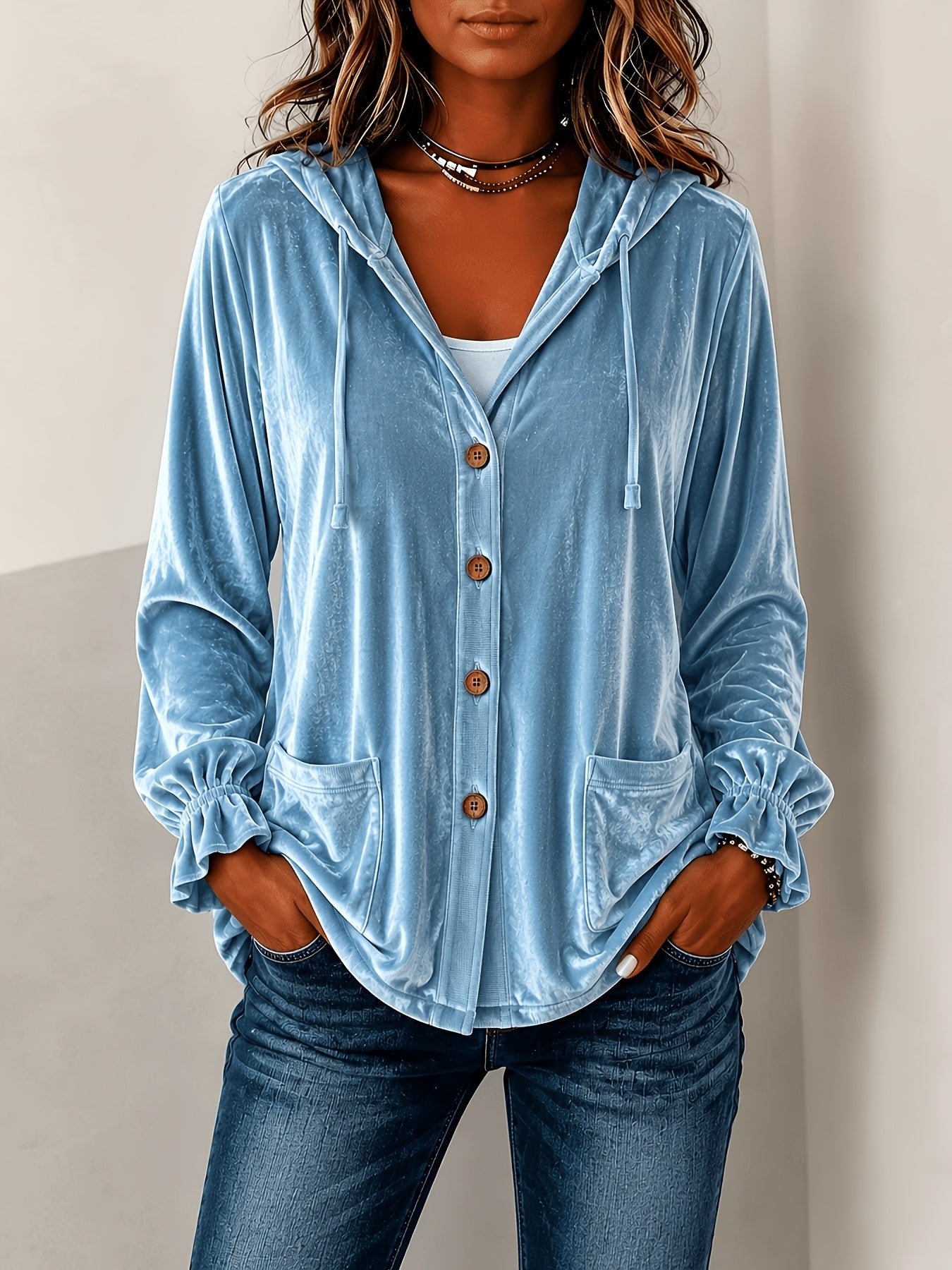 Solid-color Hooded European-style Button-up Coat NorixaFashion.com
