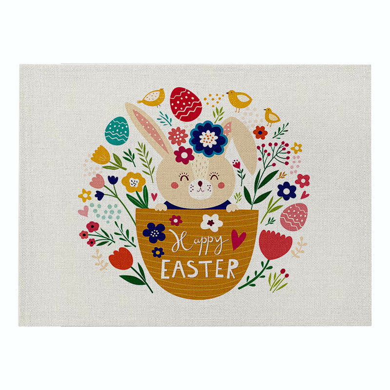 Home Cartoon Rabbit Kitchen Insulation Coaster Anti-scalding Cotton And Linen Western Placemat PearlNestDecor.com