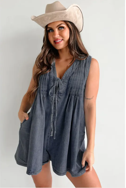 Denim Sleeveless Jumpsuit Pi-Mart
