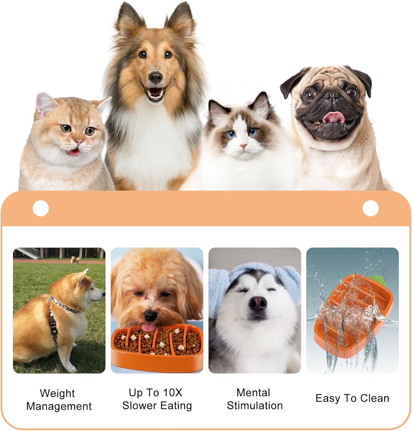 Slow Feeder Dog Bowl, Dog Food Bowl For Small & Medium-Sized Dogs, Carrot Design Dog Bowls,Non-Slip Dog Slow Feeder Bowls, Pet Slow Feeder Bowl For Dry Wet Food Pets Fashion
