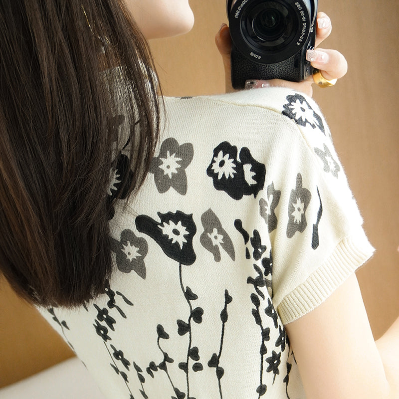 Women's 100% Cotton Floral Basic T-Shirt Pi-Mart