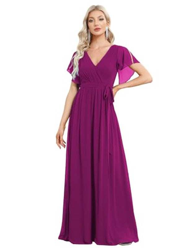 Sexy V-neck Chiffon Dress Women NorixaFashion.com
