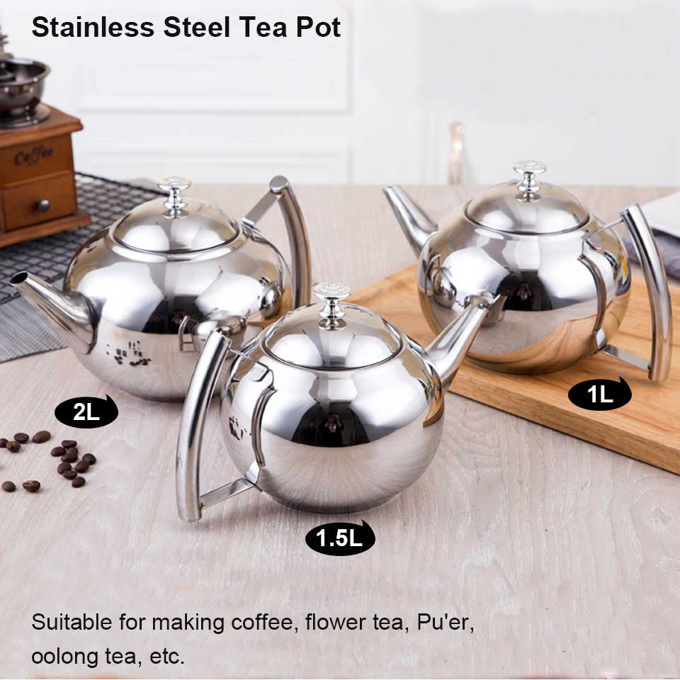 Thickened Stainless Steel Tea Kettle With Strainer PearlNestDecor.com