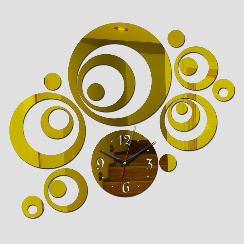Creative Diy Circle Mirror Clock Wall Sticker PearlNestDecor.com