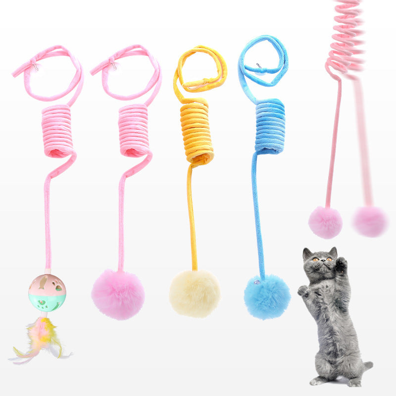 Cat Toy Self-Hi Sucker Spring Rabbit Hair Ball Interactive Play Pet Supplies Interactive Toys Pets Fashion