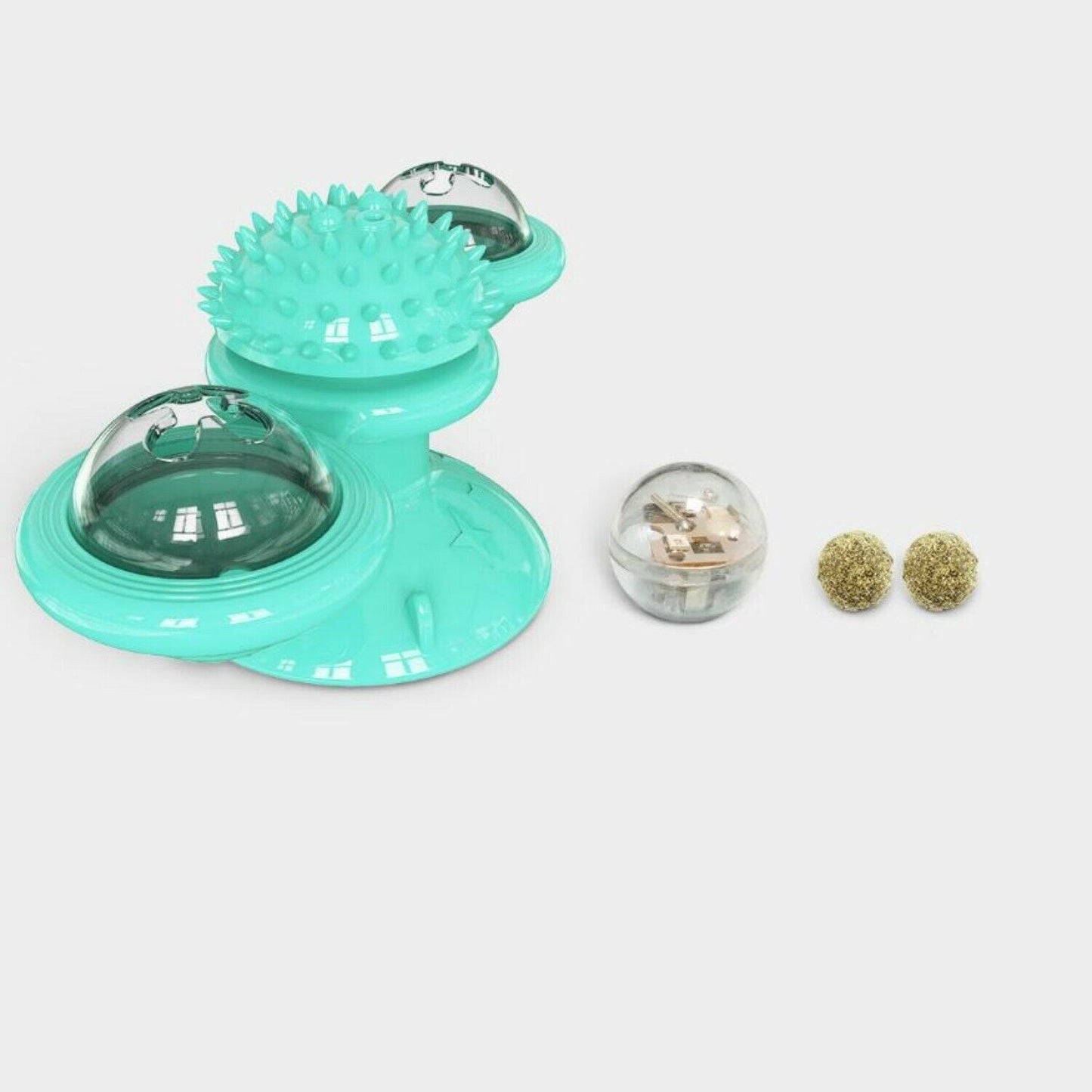 New Windmill Cat Toys Cute Rotating Interactive Cat Toy - Indoor Windmill Cat Toy With Suction Cup Catnip & Jagged Teeth Middle Ball, Smart Kitten Rotating Spinner Exercise Toy, Toothbrush & Massager Pets Fashion