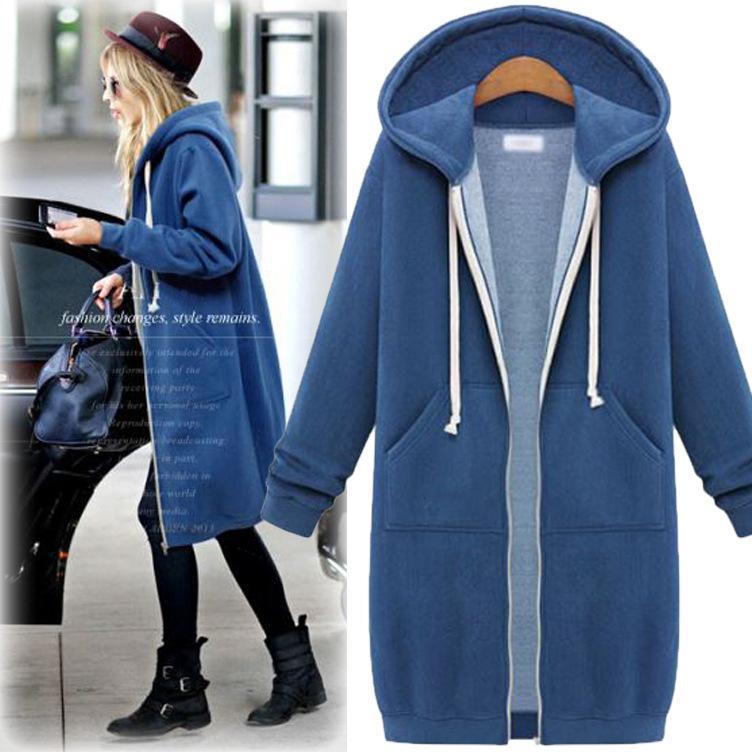 Hooded Long-sleeved Winter Sweater Women's Jacket In A Long Thick Shirt LadyShow.Store