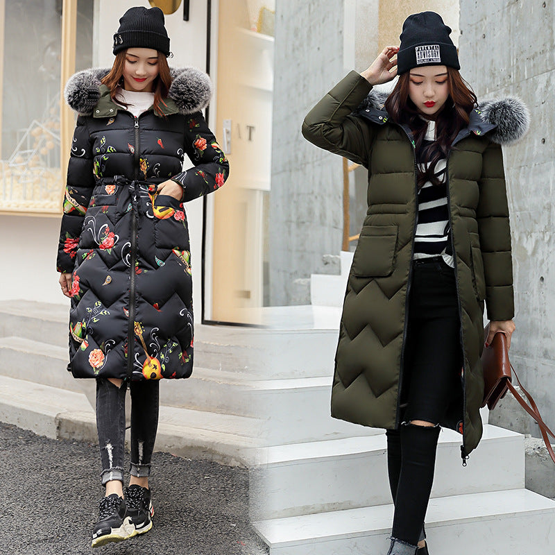 Reversible Long Down Cotton Jacket for Women Plus Size Pi-Mart