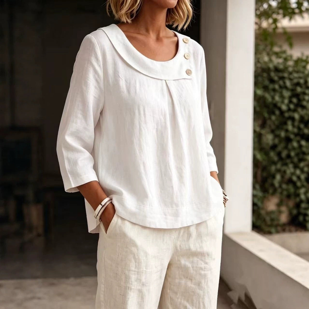 Casual Round-neck Shirt, Loose-fitting Top For Women NorixaFashion.com