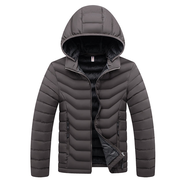 Men's Winter Casual Hooded Parka Jacket with Detachable Hat Pi-Mart