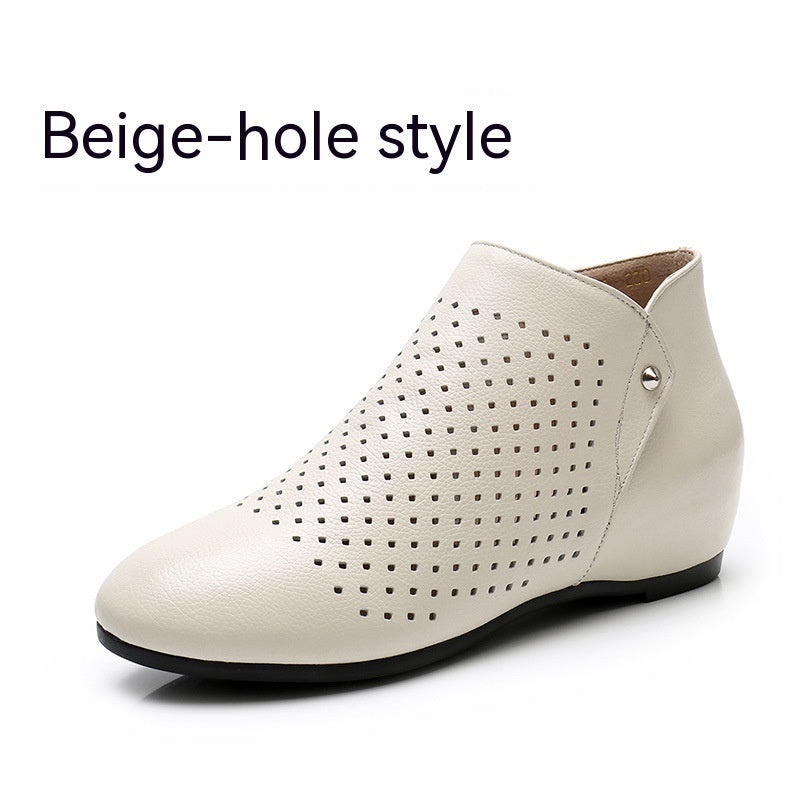 Genuine Leather Deep Mouth Flat Shoes Women LadyShow.Store