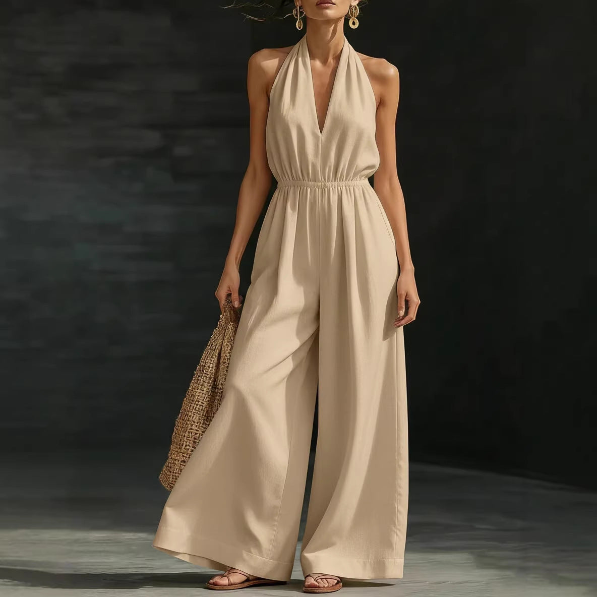 V-neck Halter Neck Jumpsuit For Women LadyShow.Store