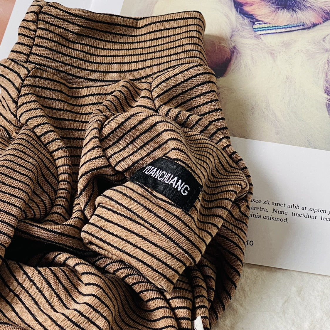 Vintage Knit Striped Inner Layer for Winter Warmth Pi-Mart