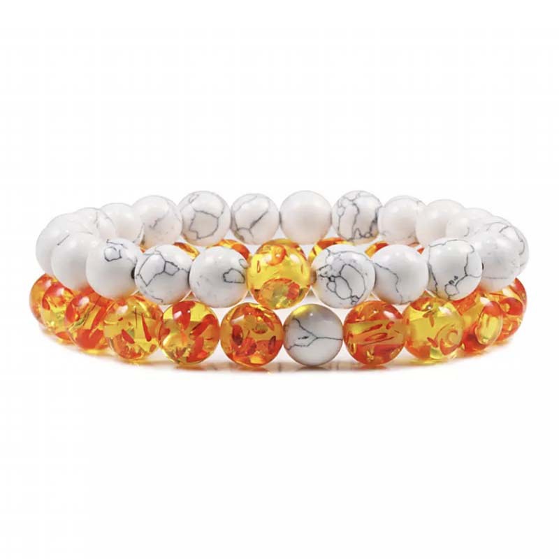 Natural Volcanic Stone White Pine Red Pine Tiger Eye Beaded Set LadyShow.Store
