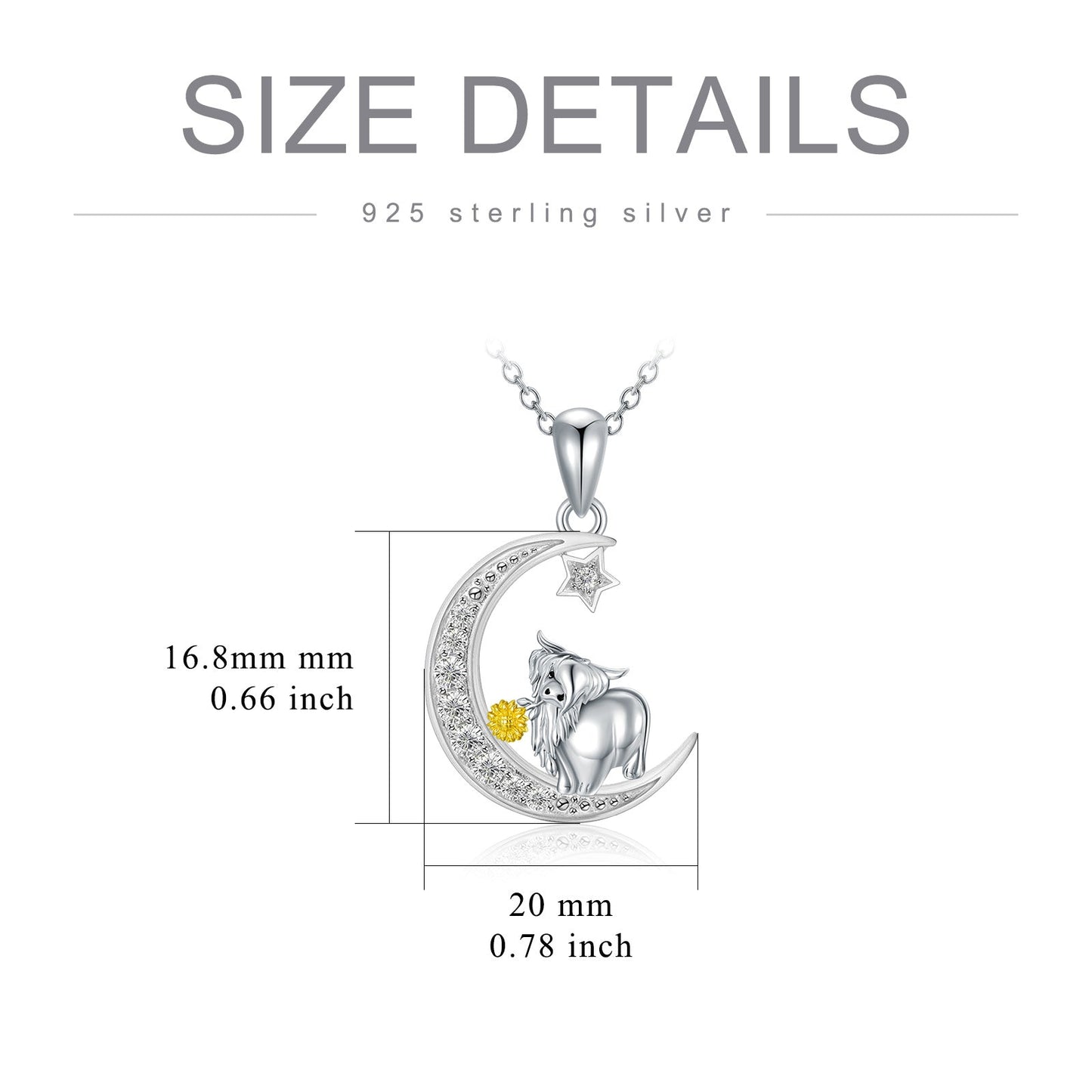 Highland Cow Necklace Sterling Silver Cow Pendant Sunflower Necklace Cow Jewelry Gifts for Women Girls Cow Lovers LadyShow.Store