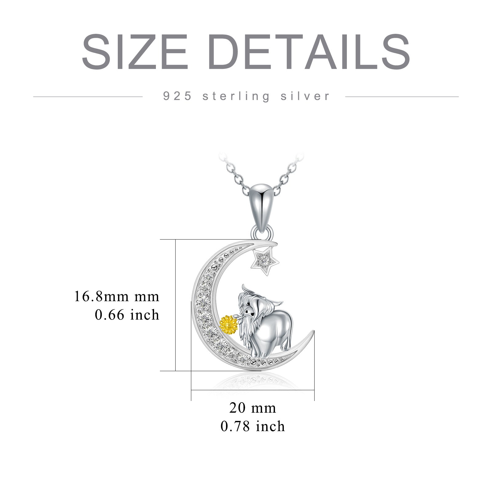Highland Cow Necklace Sterling Silver Cow Pendant Sunflower Necklace Cow Jewelry Gifts for Women Girls Cow Lovers LadyShow.Store