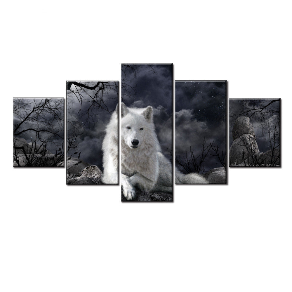 5 Panel Animal Wolf Wall Art Canvas Painting Poster Home Decor PearlNestDecor.com