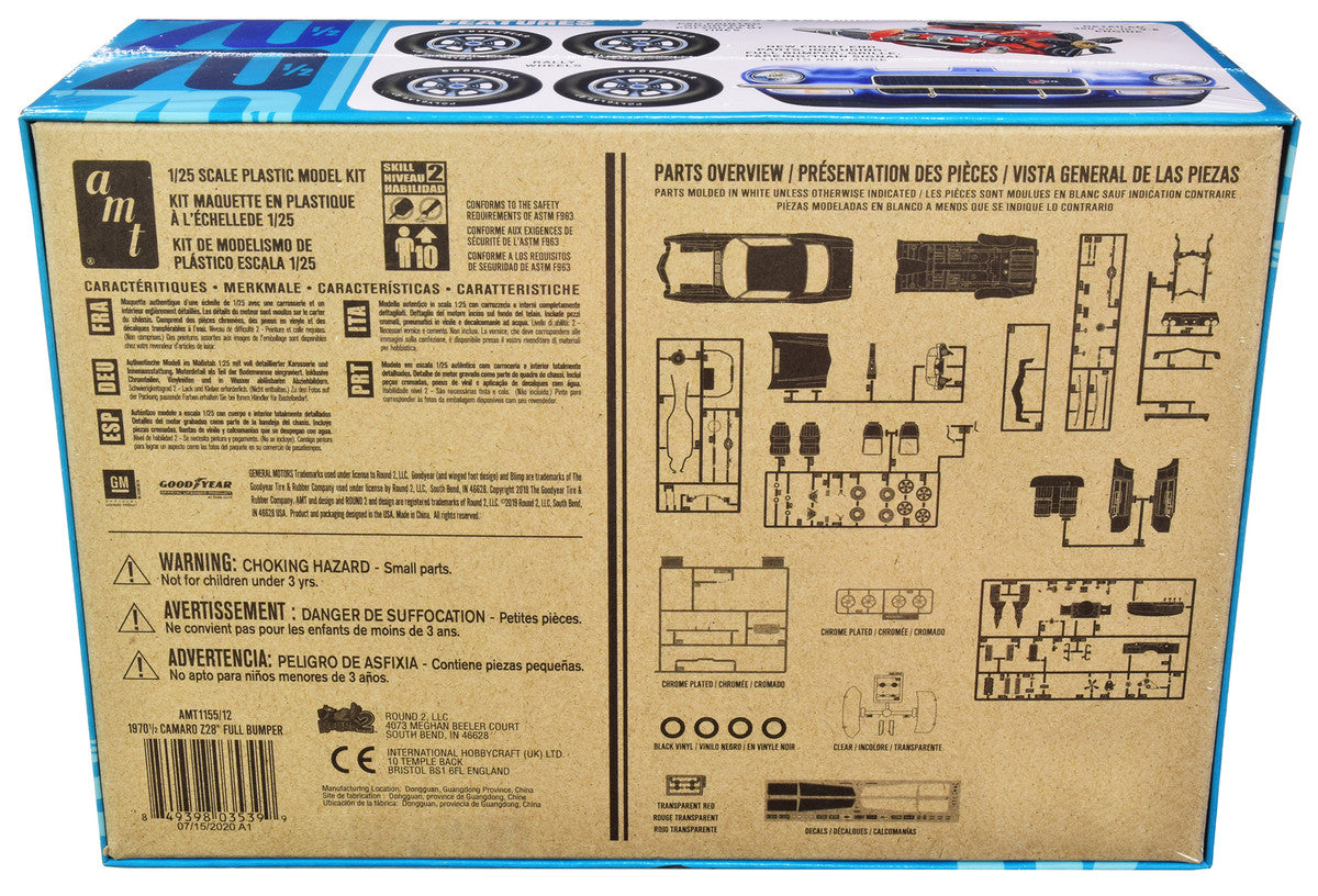 Skill 2 Model Kit 1970 1/2 Chevrolet Camaro Z28 "Full Bumper" 1/25 Scale Model by AMT