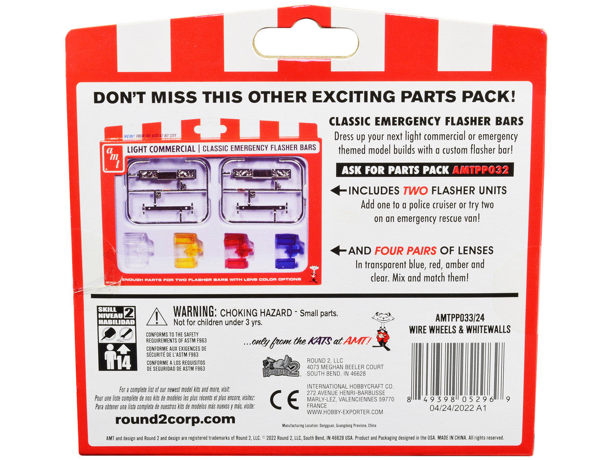 Skill 2 Model Kit Wire Wheels and Whitewall Tires Set of 5 Pieces for 1/25 Scale Models by AMT LuxuryLifeWay Online Store