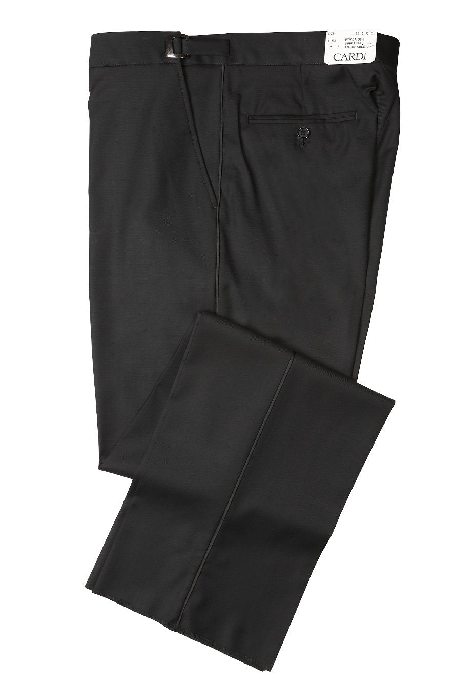 "Anthony" Black Vitale Barberis Italian Wool Tuxedo Pants LuxuryLifeWay Online Store