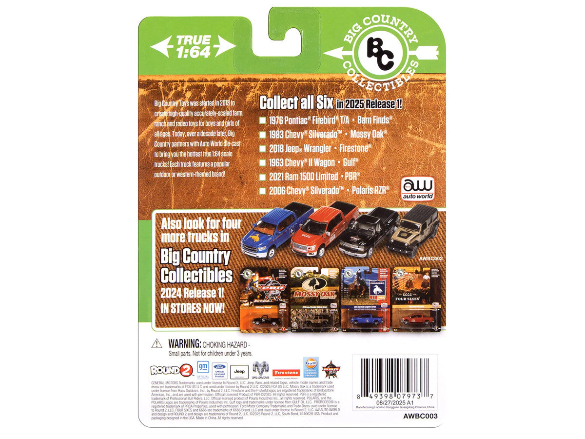2021 Ram 1500 Limited Pickup Truck "PBR (Professional Bull Riders)" Gray Metallic with Graphics "Big Country Collectibles" 2025 Series 1/64 Diecast Model Car by Auto World LuxuryLifeWay Online Store