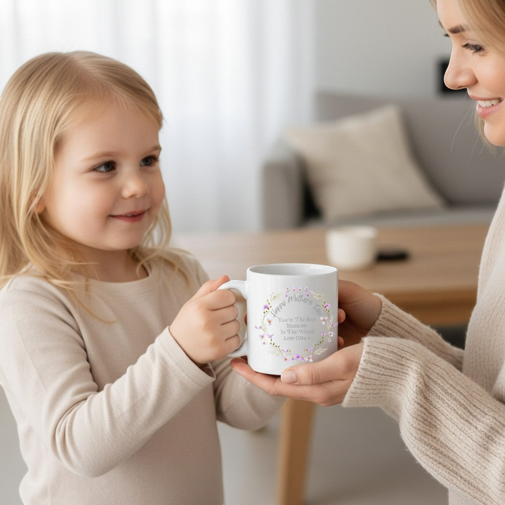 Personalised Happy Mother's Day Pretty Flowers Mug LuxuryLifeWay Online Store