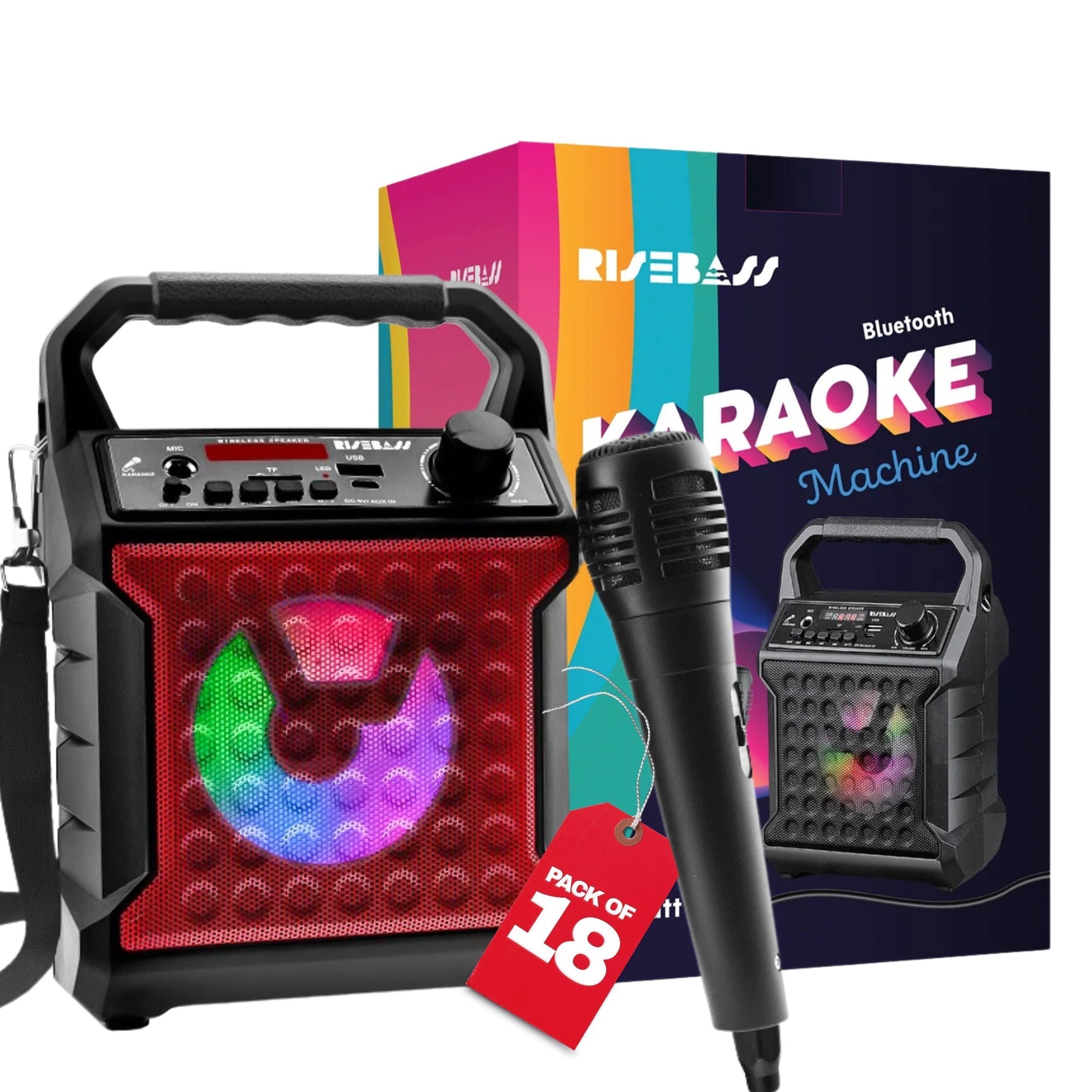 Risebass Portable Karaoke Machine with Microphone - Home Karaoke System with Party Lights for Kids and Adults - Rechargeable USB Speaker Set with FM Radio, SD/TF Card Support, and AUX-in LuxuryLifeWay Online Store