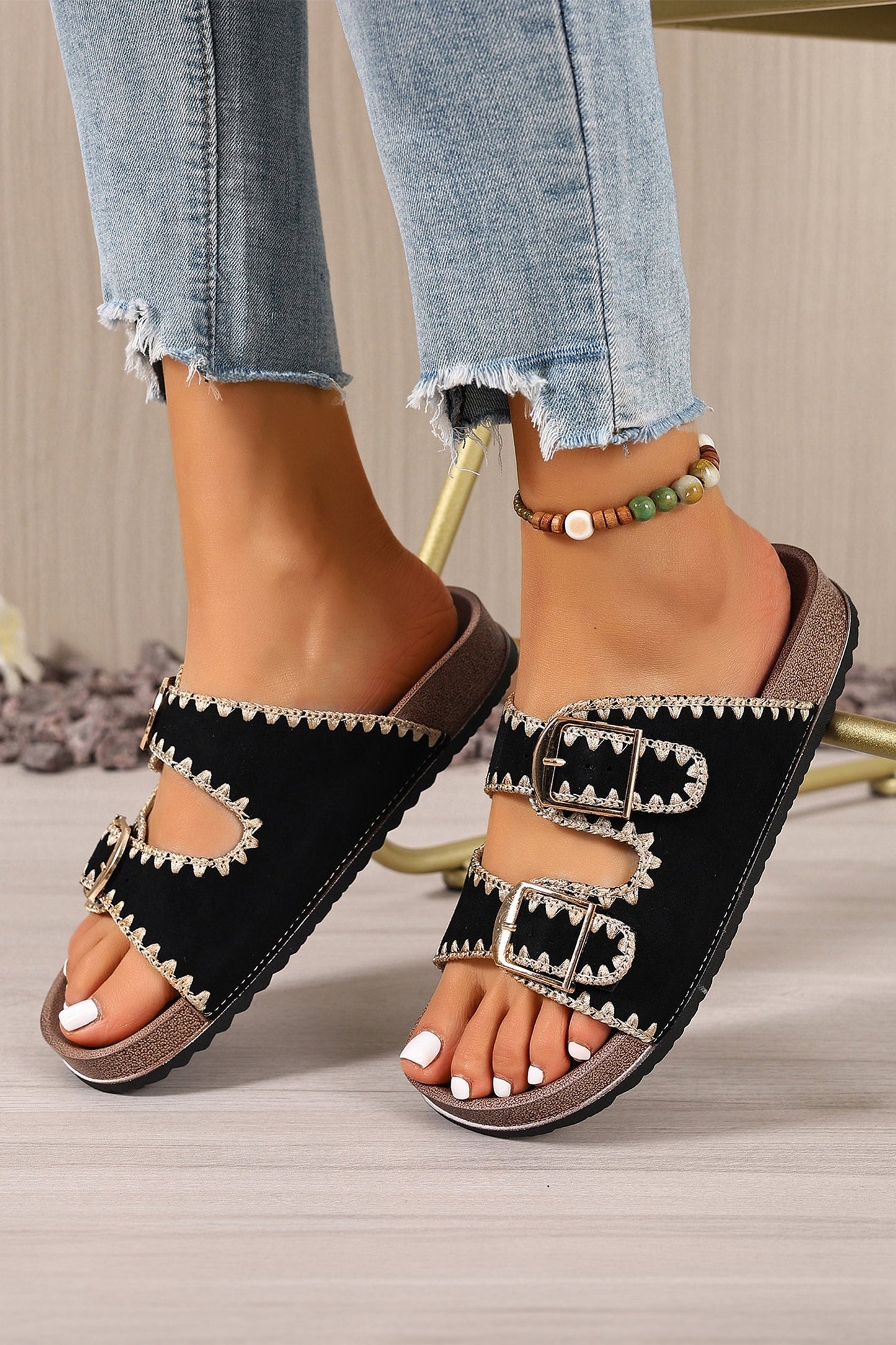 Kehlani Buckle Faux Suede Slippers LuxuryLifeWay Online Store