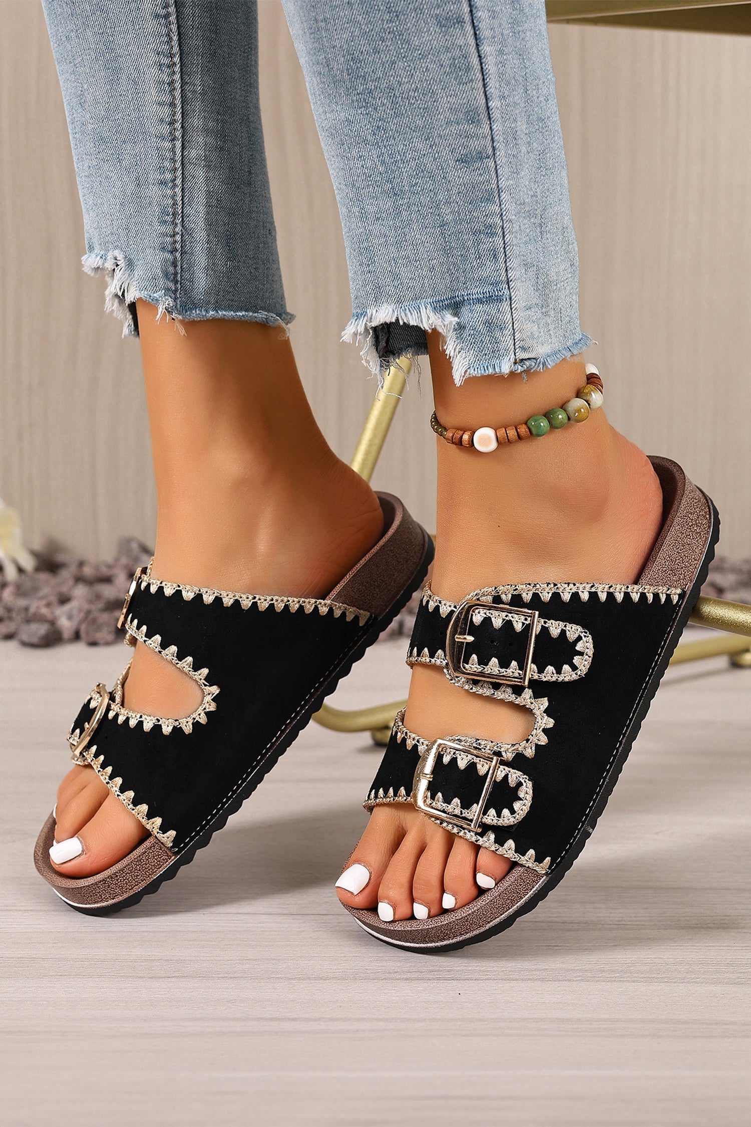 Kehlani Buckle Faux Suede Slippers LuxuryLifeWay Online Store