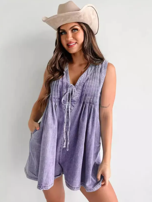 Denim Sleeveless Jumpsuit Pi-Mart