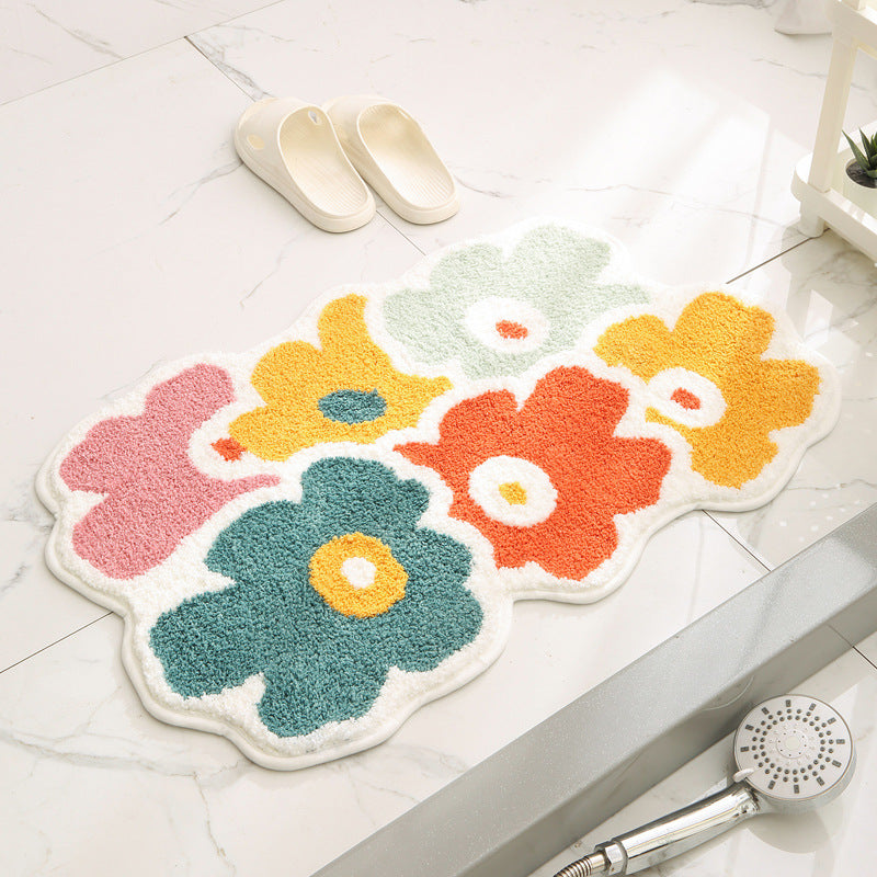 Bathroom Flocking Absorbent Floor Mat Anti Slip Pad Household Use