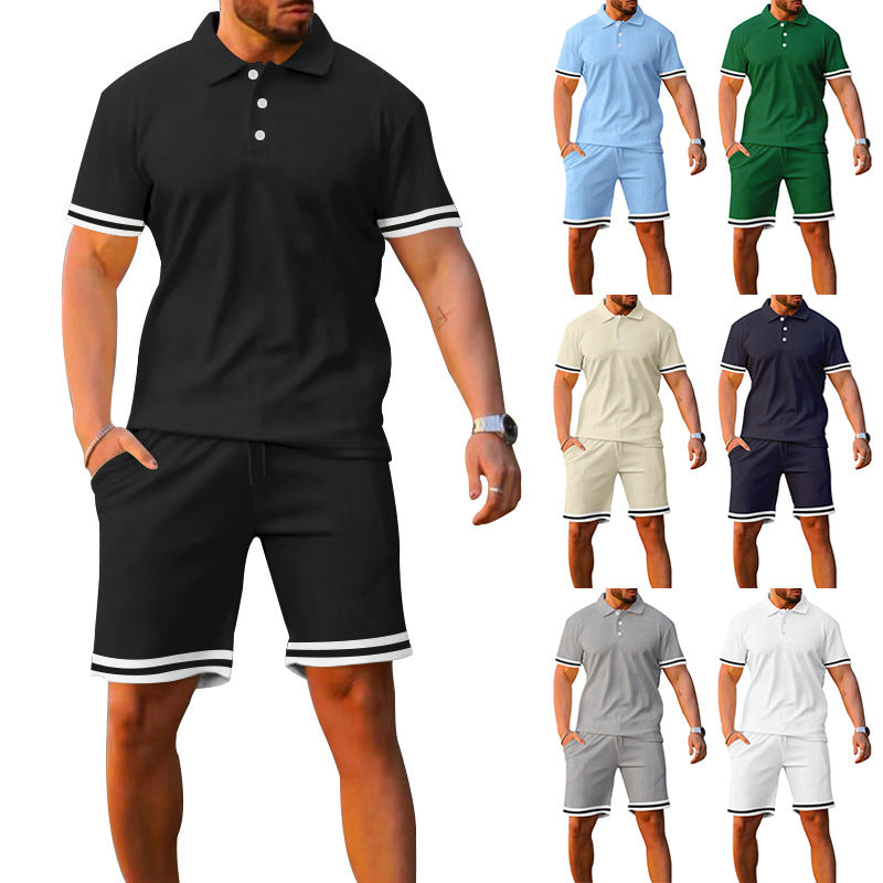 Lapel Short-sleeved Shorts Two-piece Sports And Leisure Men's Suit NorixaFashion.com