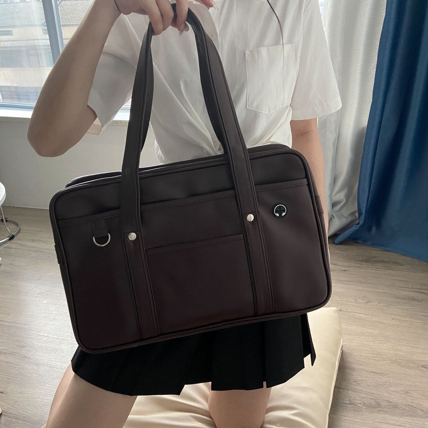 PU Uniform Bag, JK Large Handbag, School Bag With A Campus-supplied Feel, Japanese-style Female High School Student Bag, Unisex Shoulder Briefcase LadyShow.Store