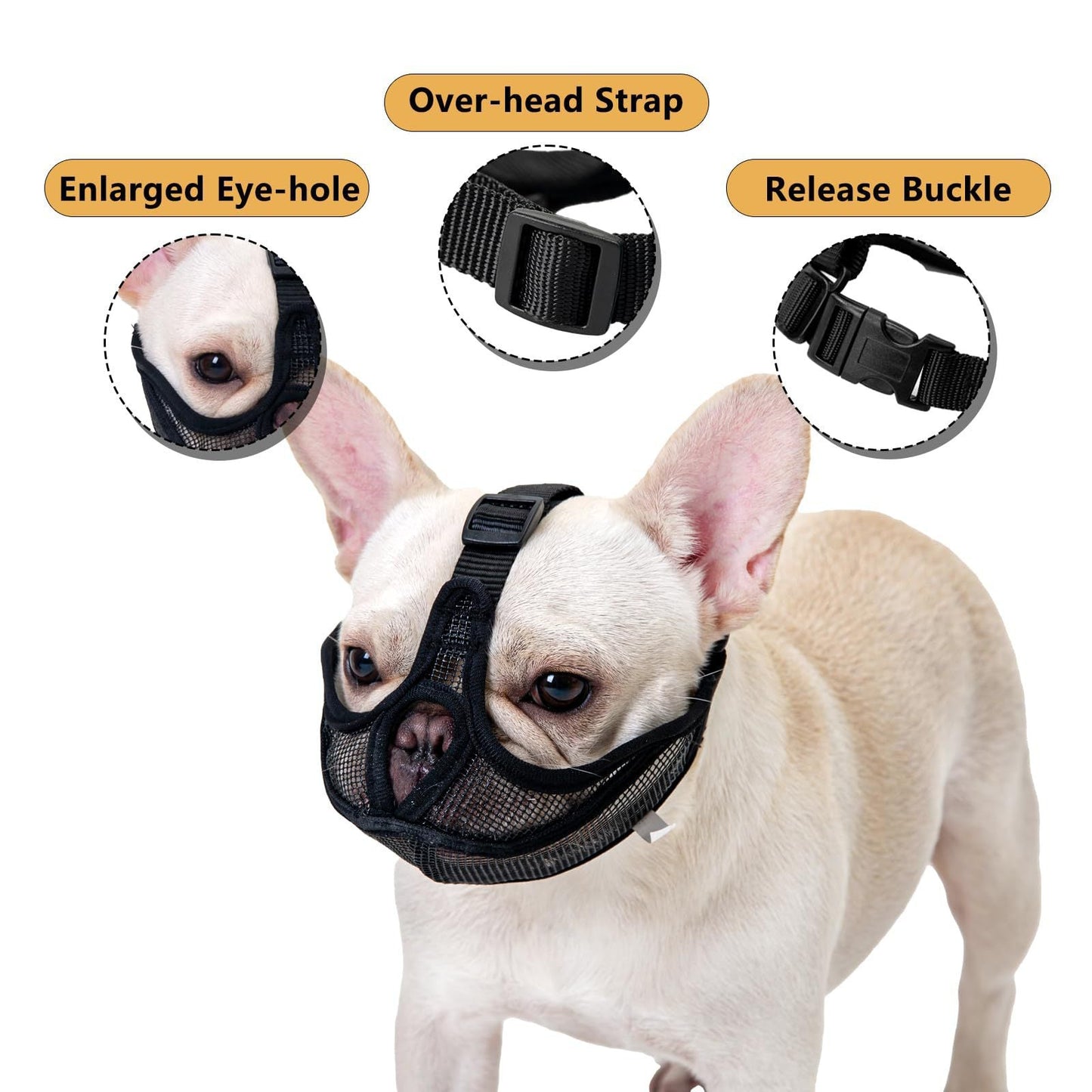 French Muzzle Anti-Bite Short-Snouted Breathable Pug Dog Face Mask Pet Pets Fashion