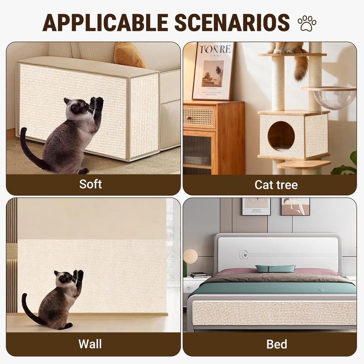 Cat Scratch Furniture Protector, DIY Cat Scratching Mat For Couch, Sofa, Wall,Cat Post,Cat Tree Durable Furniture Guards Couch Scratcher From Cats Claws Scratching For Indoor Pets Fashion