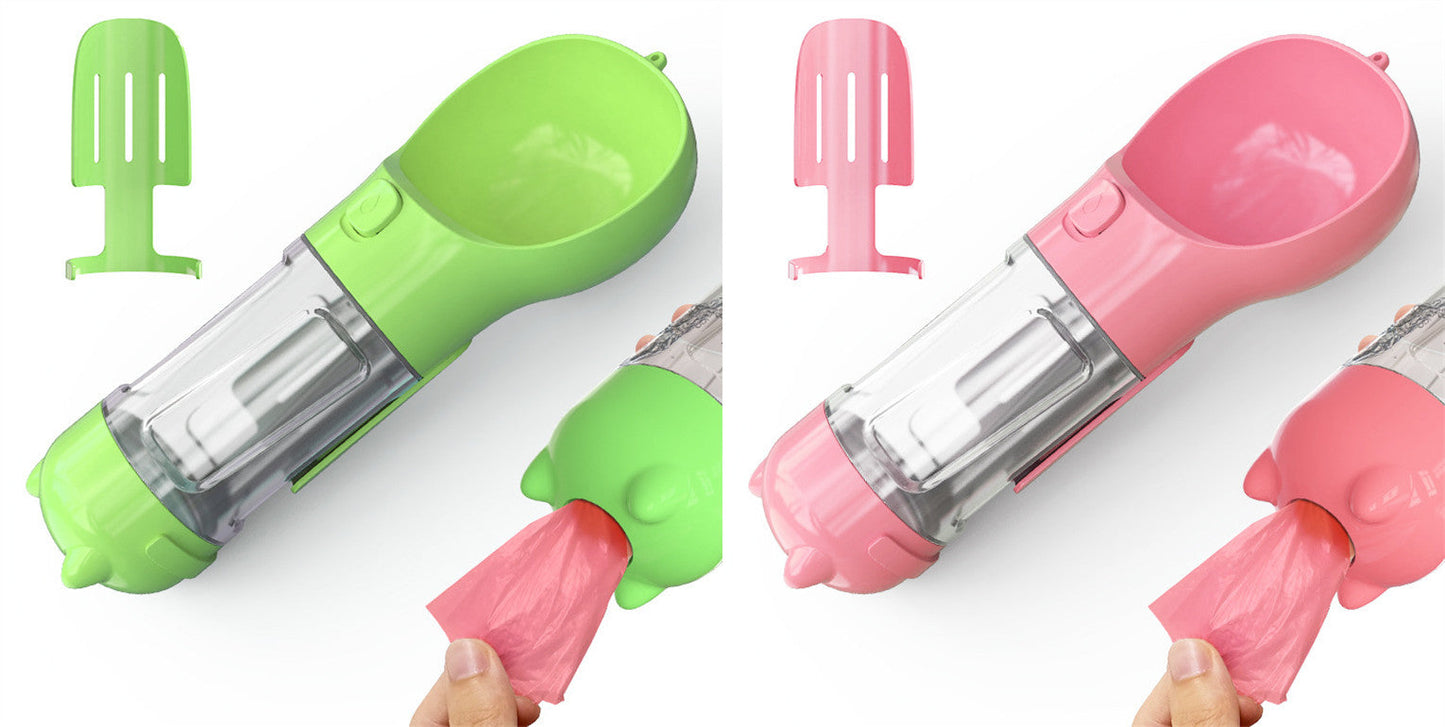 Pet Water Bottle Feeder Bowl Garbage Bag Storage Portable Pet Outdoor Travel 3 In 1 Dog Water Bottle Pets Fashion