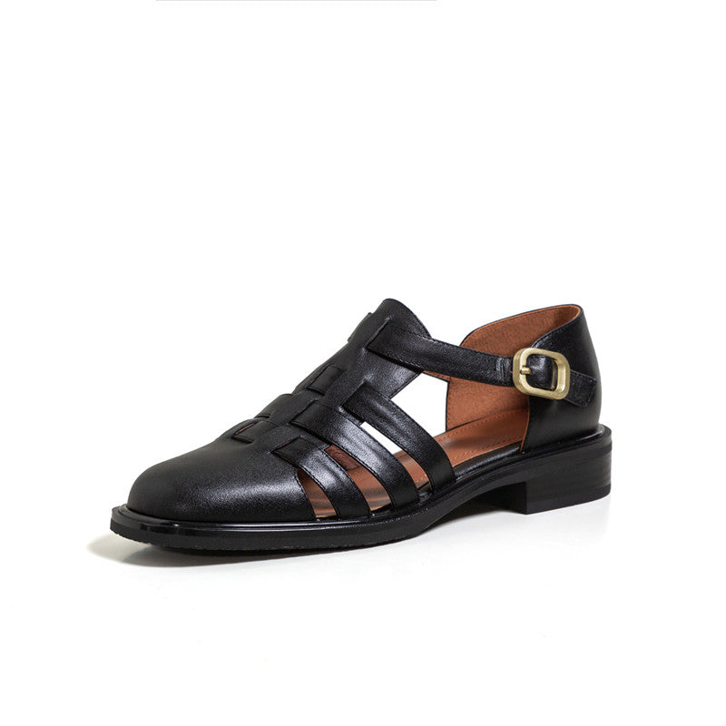 Women's Baotou Hollow Mary Jane Flat Shoes LadyShow.Store